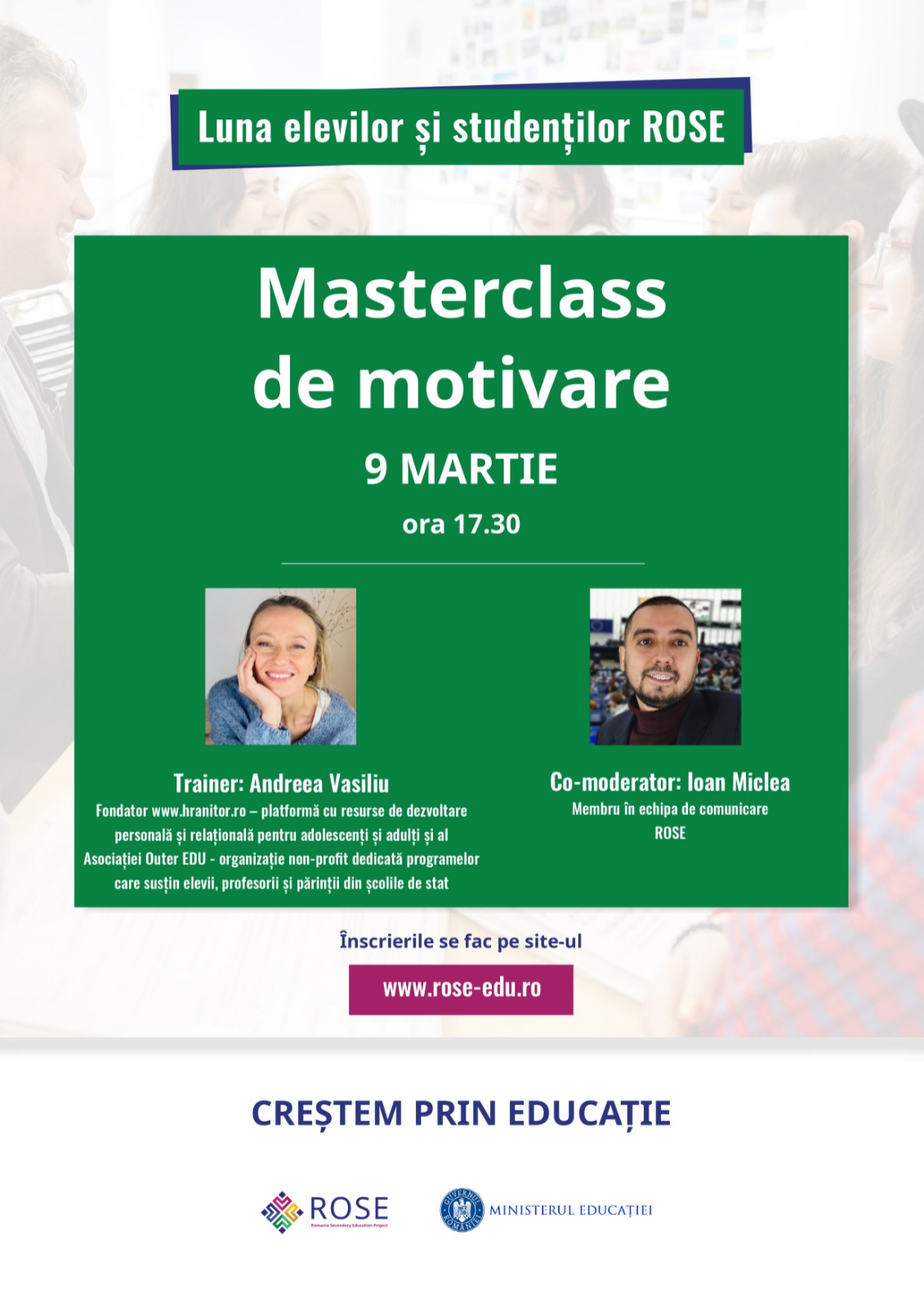 Afis 9 martie Masterclass Motivare