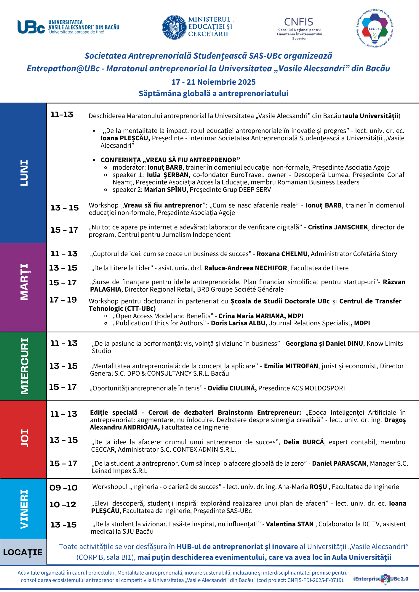 Agenda Maraton antreprenorial 2025